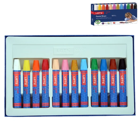 Lets Pastel Boya Karton Kutu Köşeli 12 Renk L-6120 ürün görseli 1