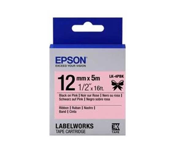 Epson LK-4PBK Pembe Üzeri Siyah Kurdele 12mm 9 Metre ürün görseli 1