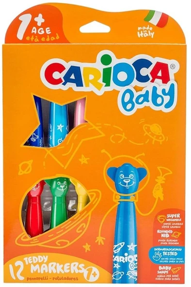 Carioca Keçeli Boya Kalemi Teddy Jumbo Bebek Süper Yıkanabilir 12 Li 42816 ürün görseli 1
