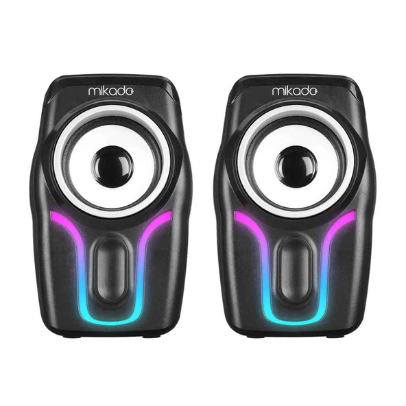 Mikado MD-S25 BOLD 2.0 Multimedia 3W-2 Siyah 6 Renk Modu ile USB RGB Işıklı Speaker ürün görseli 1