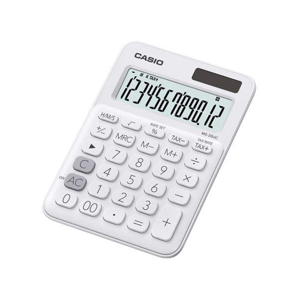 Casio MS-20UC-WE 12 Hane Beyaz Masa Üstü Hesap Makinesi ürün görseli 1