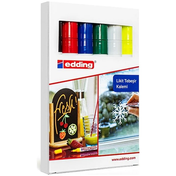 Edding Cam Kalemi (Likit Tebeşir) 6 Lı Kutu Karışık 4095 ürün görseli 1