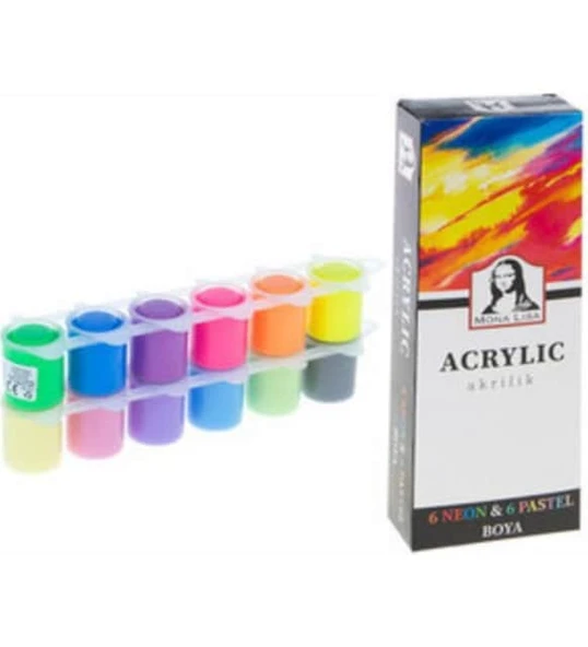 Mona Lisa Akrilik 12 Renk x 22 ML Neon/Pastel ürün görseli 1