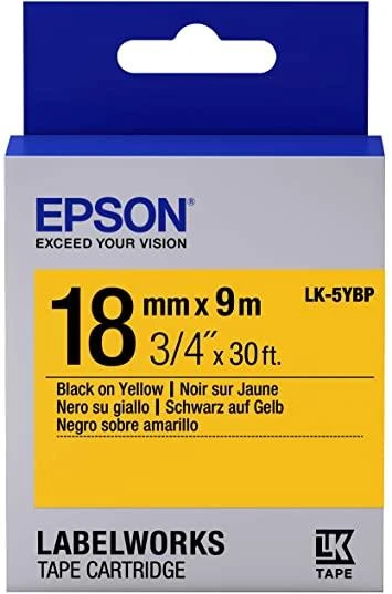 Epson LK-5YBP Pastel Sarı Üzeri Siyah 18mm 9metre ürün görseli 1