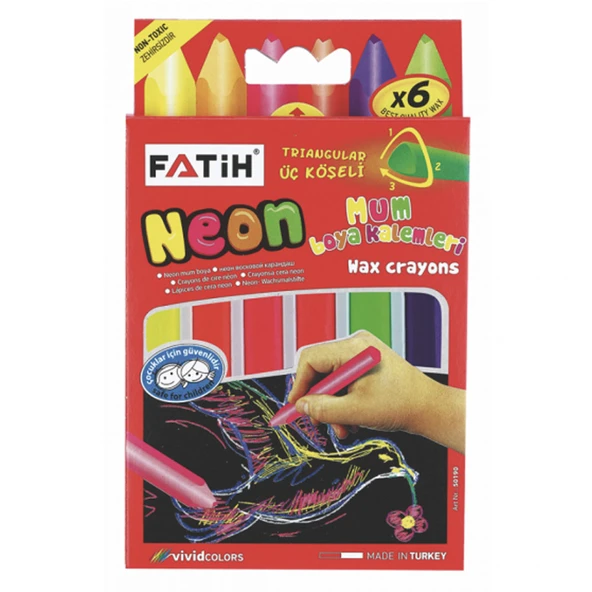 Fatih Mum Pastel Boya Neon Wax Crayon Jumbo 6 Renk Neon ürün görseli 1