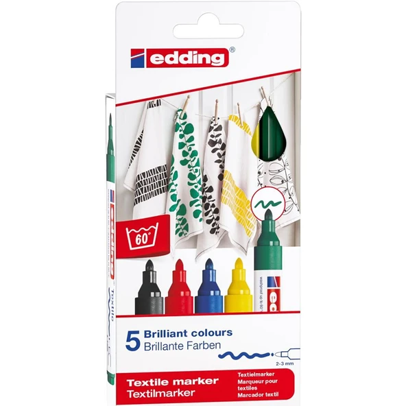 Edding T-shirt Kalemi Yuvarlak Uçlu Basıc 2-3 MM 5 Lİ 4500/5S ürün görseli 1