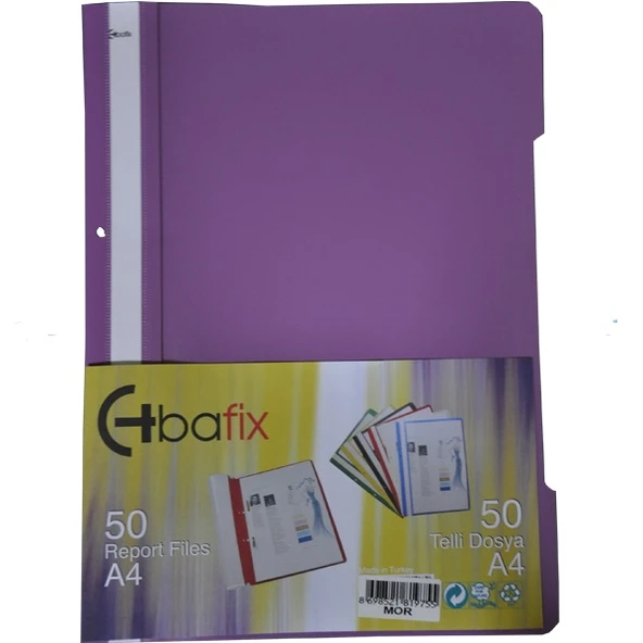 Bafix Telli Dosya Plastik XL Mor A4 ürün görseli 1