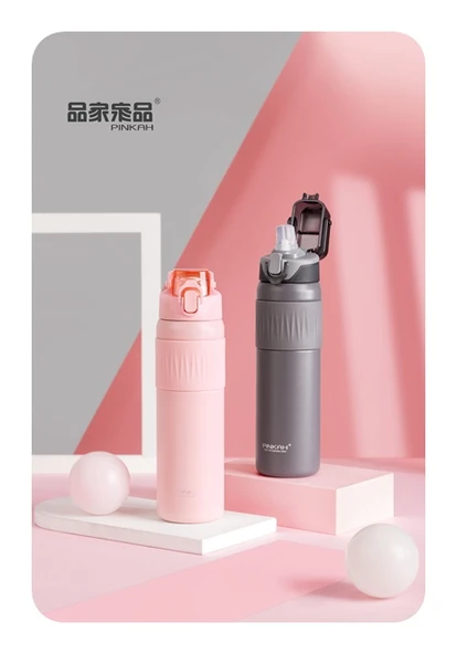 Pınkah PJ-3639 700ml Gri Çelik Matara ürün görseli 1