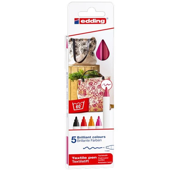 Edding Kumaş Boyama Kalemi 2-3 MM Warm 5 Lİ 4500 / 5S ürün görseli 1