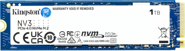 Kingston 1TB NV3 M.2 2280 NVMe SSD | PCIe 4.0 Gen 4x4 | Up to 6000 MB-s | SNV3S-1000G ürün görseli 1