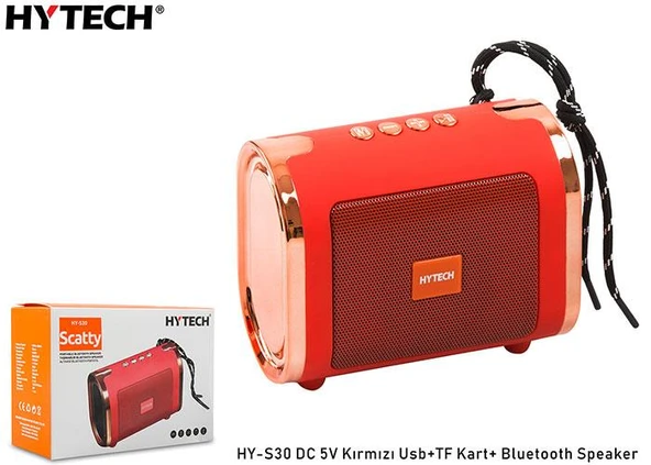 Hytech HY-S30 DC 5V Bluetooth Speaker Kırmızı Usb+TF Kart+ ürün görseli 1
