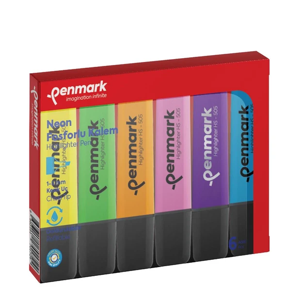 Penmark Fosforlu Kalem 6 Lı Karışık Renk Neon ürün görseli 1