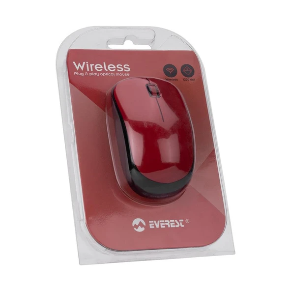 Everest SM-833 Usb Siyah-Kırmızı 1200dpi Optik Kablosuz Mouse ürün görseli 1
