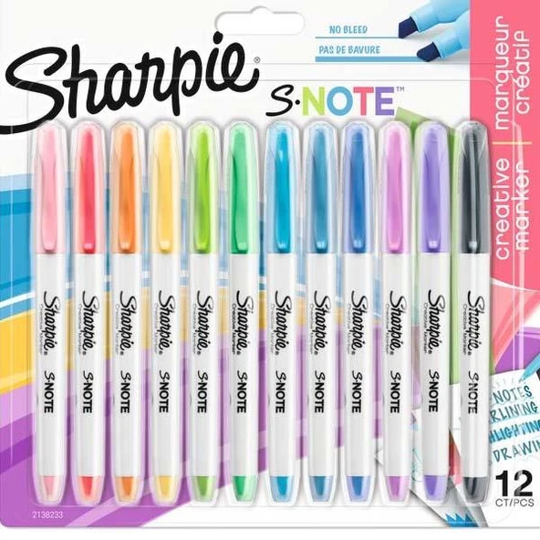 Sharpie Fosforlu Kalem Snote Çok İşlevli Karışık 12 Li Bls ürün görseli 1