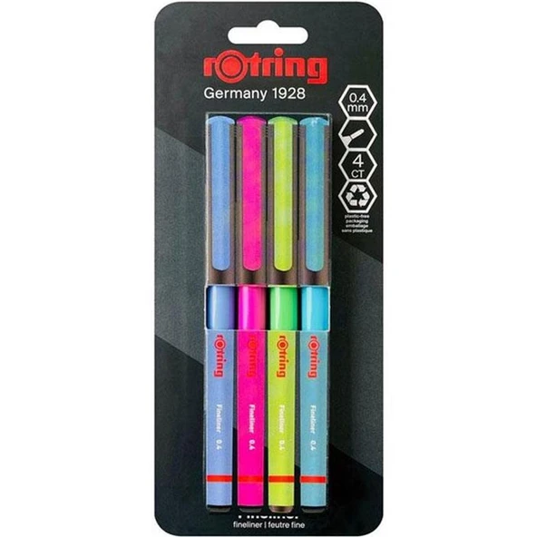 Rotring Liner Keçe Uçlu Kalem 4 Lü Bls Canlı Renk ürün görseli 1