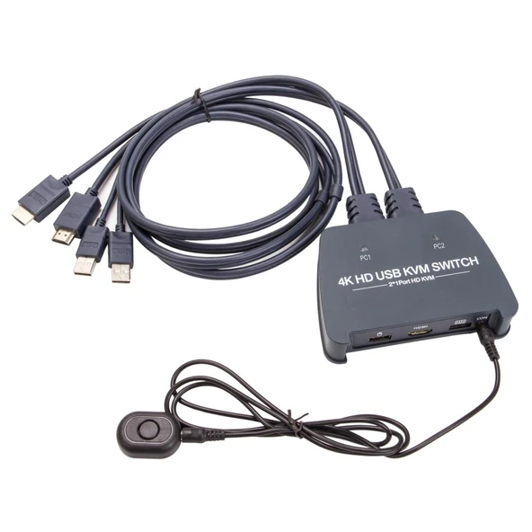 Vcom DD221-4K 2 Port Hdmi 1.4V 4K@30Hz Plastik Kasa Kvm Switch ürün görseli 1