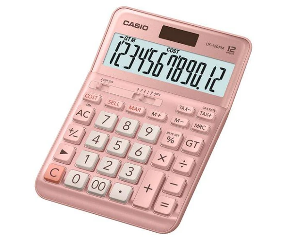 Casio DF-120FM-PK Pembe 12 Hane Masa Üstü Hesap Makinesi ürün görseli 1