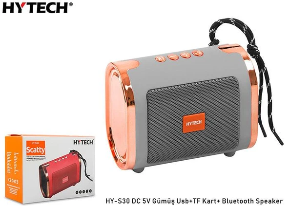 Hytech HY-S30 DC 5V Bluetooth Speaker Gümüş Usb+TF Kart+ ürün görseli 1