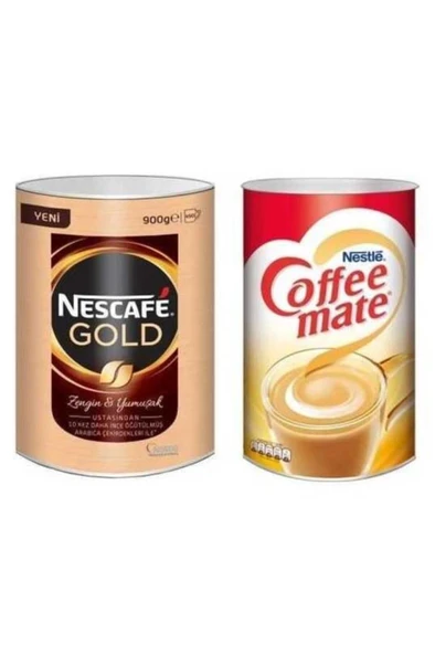Nescafe Gold 900 gr Teneke Kutu + Coffee Mate 2000 gr Teneke Kutu kahve Kreması ürün görseli 1