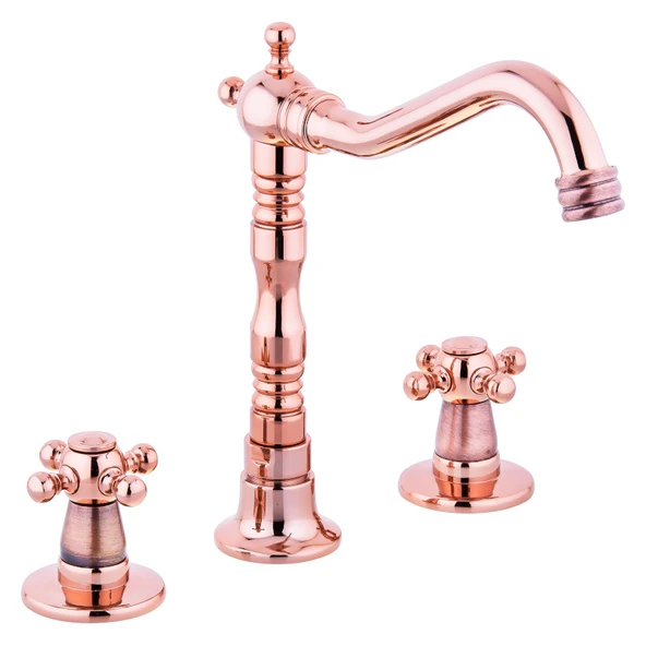 Bakır Ankastre 3 Delikli Koç Kuğu Lavabo Bataryası (%100 pirinç, lüx) ürün görseli 1