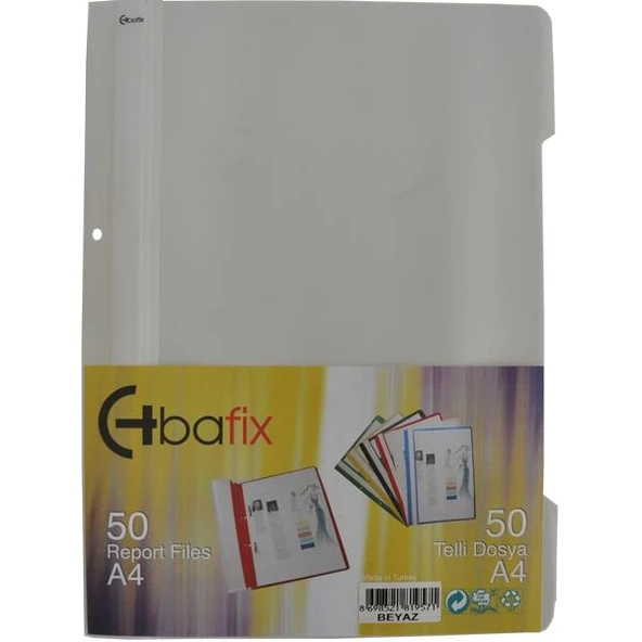 Bafix Telli Dosya Plastik XL Beyaz A4 ürün görseli 1