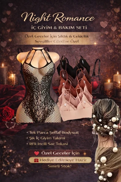 Night Romance Sevgililer Günü İç Giyim Seti – Şıklık & Çekicilik (3'lü Set) ürün görseli 1
