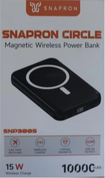 SnapMax SNP-3005 10.000 mah Kablosuz Hızlı Şarj Magsafe Powerbank LED Ekranlı Çoklu Girişli ürün görseli 1