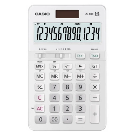 Casio JS-40B-WE Beyaz Profesyonel 14 Hane Masa Üstü Hesap Makinesi ürün görseli 1