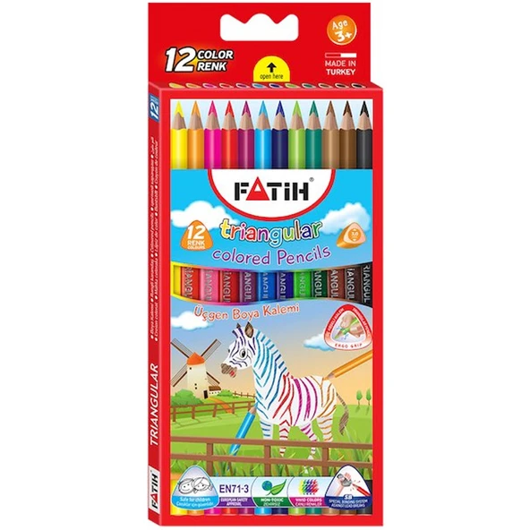 Fatih Kuru Boya Jumbo Üçgen Triangular Tam Boy 12 Renk 33490 ürün görseli 1