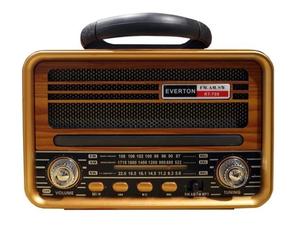 Everton Rt-708  Bluetooth Fm-Usb-Tf-Aux Solarlı  Şarjlı Nostaljik Radyo ürün görseli 1