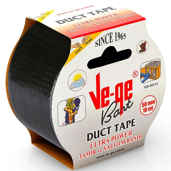 Vege Özel Amaçlı Bant Tamir ve Yalıtım Power Ducttape 50x10 Siyah ürün görseli 1