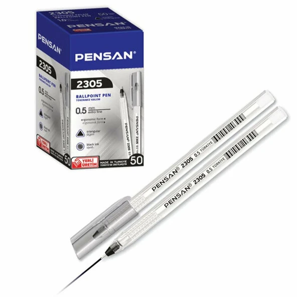 Pensan Tükenmez Kalem Üçgen Siyah 0.5 MM 50 Li 2305 ürün görseli 1