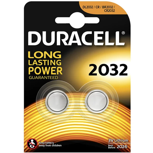 Duracell Lityum Düğme Pil 3 V 2 Lİ 2032 ürün görseli 1
