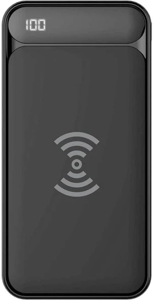 S-link IP-217W 10000mAh Powerbank 2 Usb Port Siyah Kablosuz LCD Ekranlı Taşınabilir Pil Şarj Cihazı ürün görseli 1