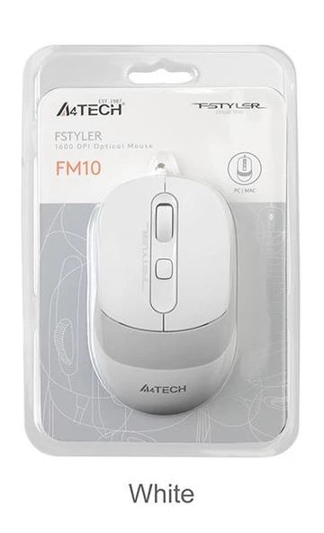 A4 Tech Fm10 Usb Fstyler Beyaz Optik 1600 Dpı Mouse - Resim 3