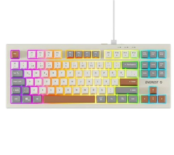 Everest KB-98 SILENT TKL Gri-Gri Mavi-Kahve Rainbow Q Membrane Klavye ürün görseli 1