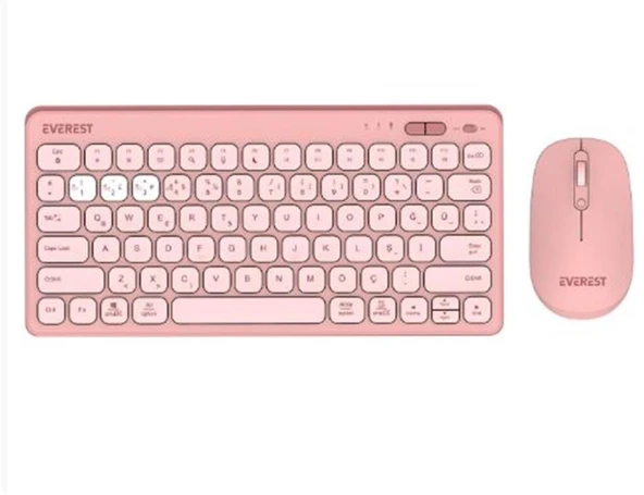 Everest LUMI KM-BT903 Pembe 3in1 3 BT + 2.4 1600dpi  Q Kablosuz Klavye + Mouse Set ürün görseli 1