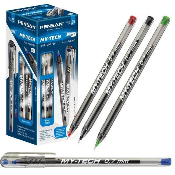 Pensan Tükenmez Kalem My-Tech 0.7 MM İğne Uç Kırmızı 2240 ürün görseli 1