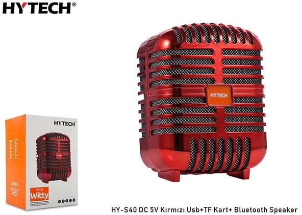 Hytech HY-S40 DC 5V Bluetooth Speaker Kırmızı Usb+TF Kart+ ürün görseli 1