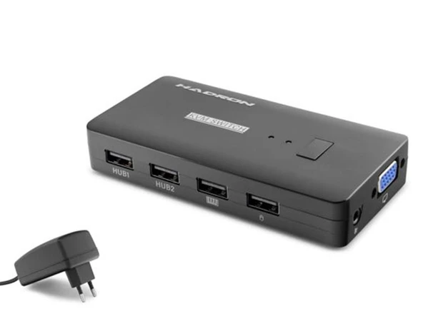 Hadron Hdx1374  2 Port + 4- Usb Vga Kvm Switch  Kablolu Siyah ürün görseli 1