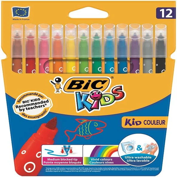 Bic Keçeli Boya Kalemi Kids Couleur Yıkanabilir 12 Renk 920293 ürün görseli 1