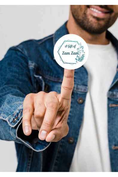 İngilizce Zemzem Hediyesi Sticker A Gift of Zam Zam Umre Hajj Etiketi Yuvarlak 4 Cm (40 ADET) ürün görseli 1
