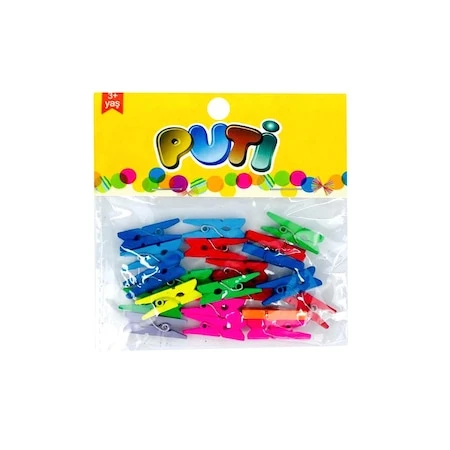 Puti Ahşap Küçük Mandal Renkli 24 Lü 4667 ürün görseli 1