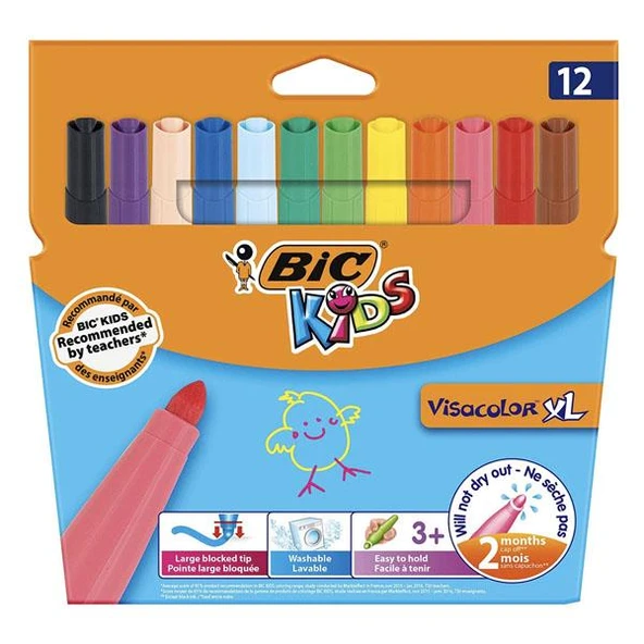 Bic Keçeli Boya Kalemi Visa XL Jumbo 12 Lİ 8922231 ürün görseli 1