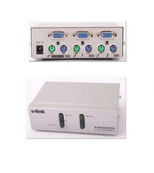 S-link SL-2021 2pc-1mn vga+ps-2 Manuel Kablolu Kvm Switch ürün görseli 1