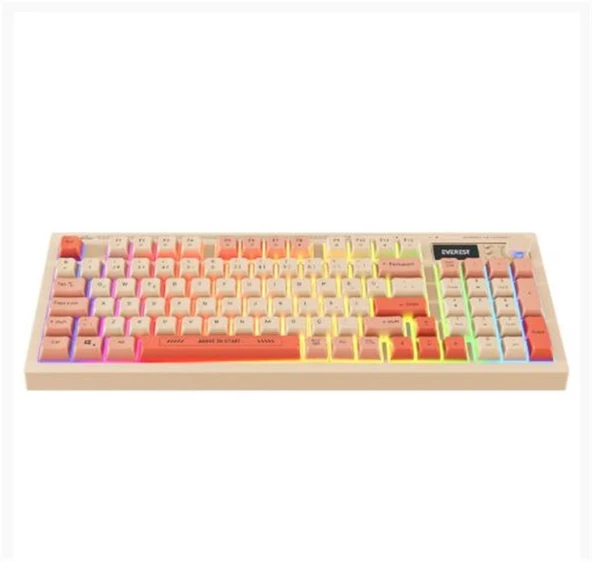 Everest KB-85 SILENT PRO Kablosuz Bej-Pembe-Turuncu SESSİZ RGB Wireless 2.4Ghz  Q Oyuncu Klavyesi ürün görseli 1