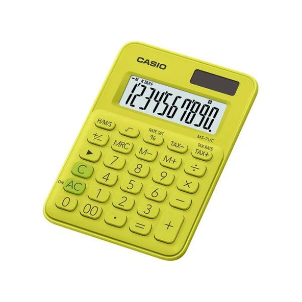 Casio MS-7UC-YG 10 Hane Limon Sarı Masa Üstü Hesap Makinesi ürün görseli 1