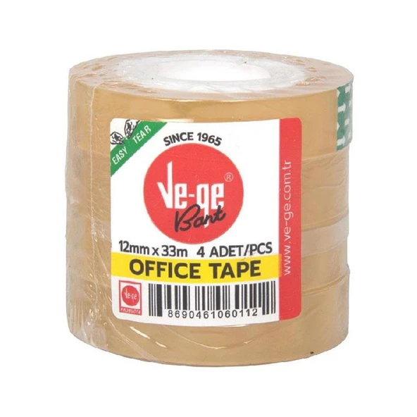 Vege Selefon Bant Office Tape 12x33 ( 4 Lü Paket) ürün görseli 1