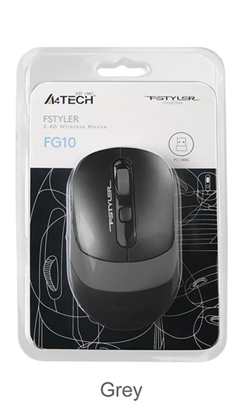 A4 Tech Fg10S Silent Gri Nano Kablosuz Optik 2000 Dpı Mouse (Sessiz) ürün görseli 1