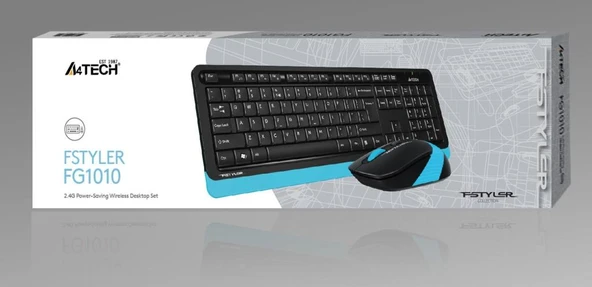 A4 Tech Fg1010 2.4G Mavi Q Fn-Mm Klv+Optik Mouse Set ürün görseli 1